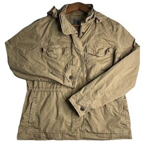 Gap Utility Field Jacket Women's Small Hooded Full Zip Snap Draw String Waist